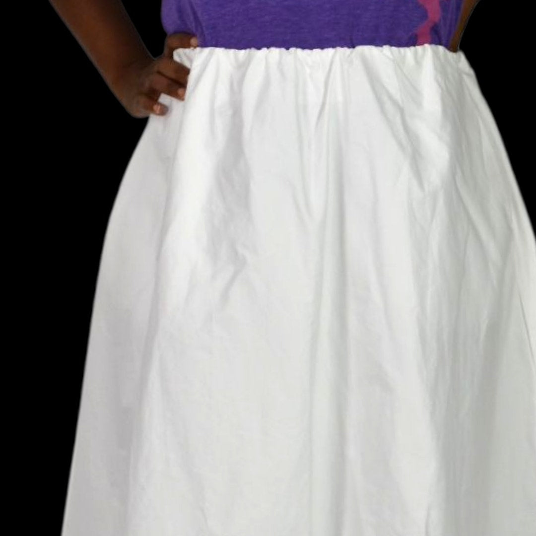 Zara Bubble Midi Skirt White Poplin Balloon Hem Pockets Billowy Elastic Waist XS