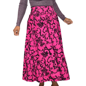 Vintage Scott McClintock Damask Skirt Purple Magenta Taffeta Crinoline Black Maxi Dressy 4