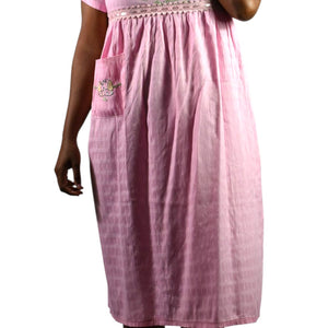 Jin Deyi Pink Puppy Dress Ribbons Dogs Embroidery Lace Pocket Smock Shift Applique Girls XXL