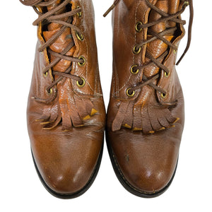 Vintage Laredo Leather Roper Boots Brown Ankle Lace Up Kiltie Granny Equestrian Prairie Western  9
