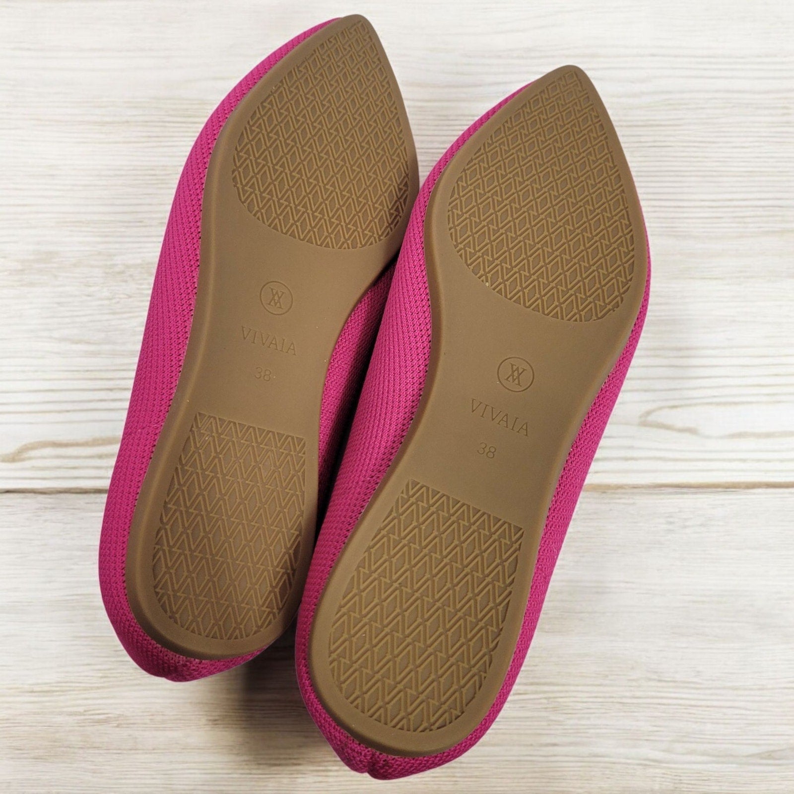 Vivaia Aria 5 Flats Pink Pitaya Pointed Toe Ballet Knit Slip On Shoe Washable 38