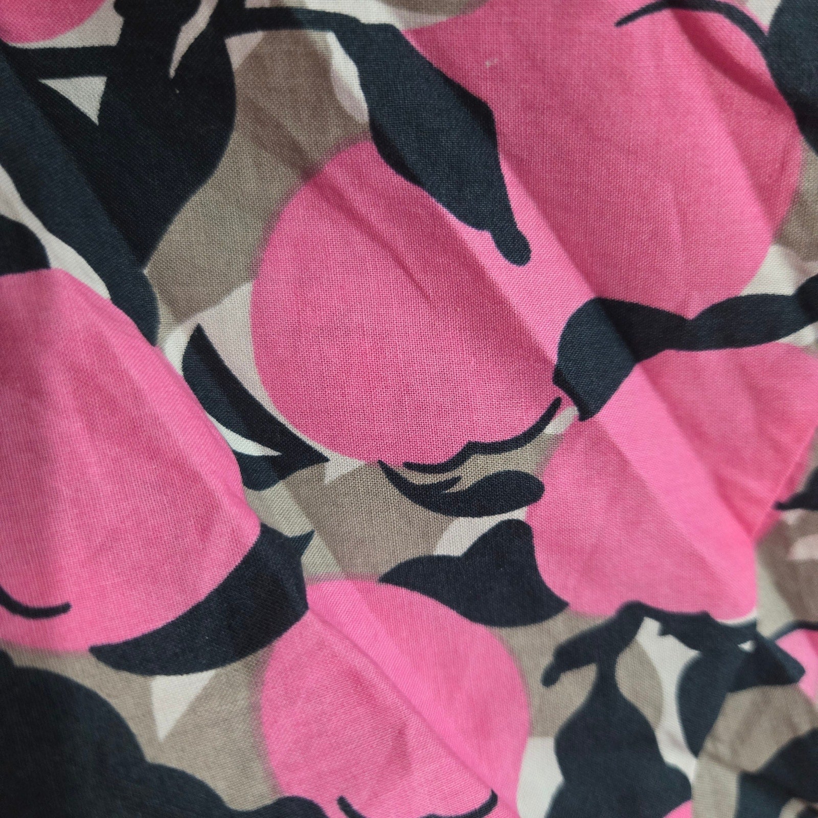 The Sang Fruit Floral Print Blouse Pink Cotton Poplin Statement Balloon Sleeves Top Small