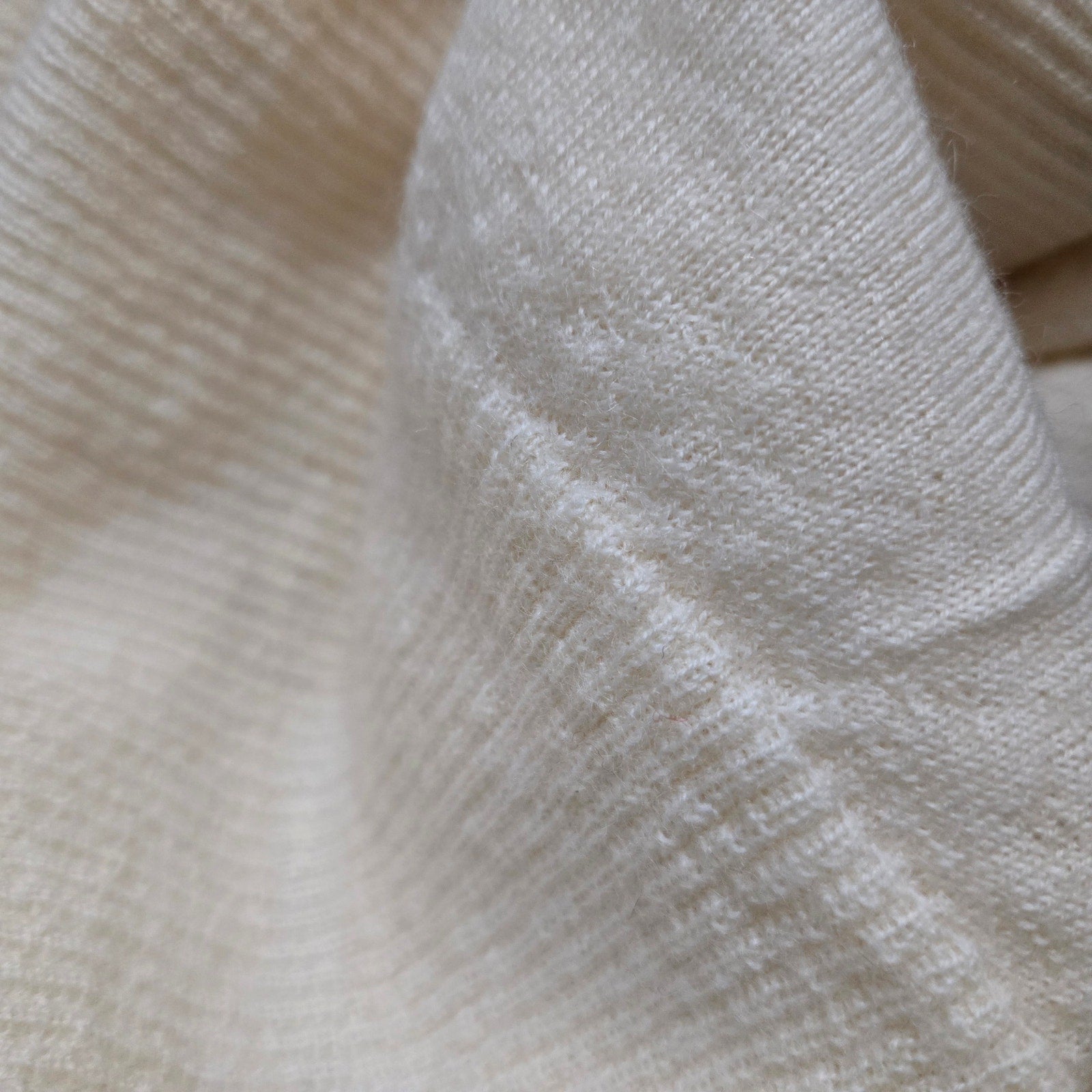 Frenken Rock Knit Top Off White Beige Wool Batwing Drop Sleeve Ribbed Crew Neck Medium