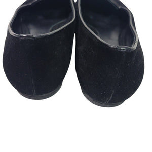 Alexander McQueen Skull Loafers Black Suede Flats Leather Sequin Slip On Semi Pointed Toe 39.5 9.5