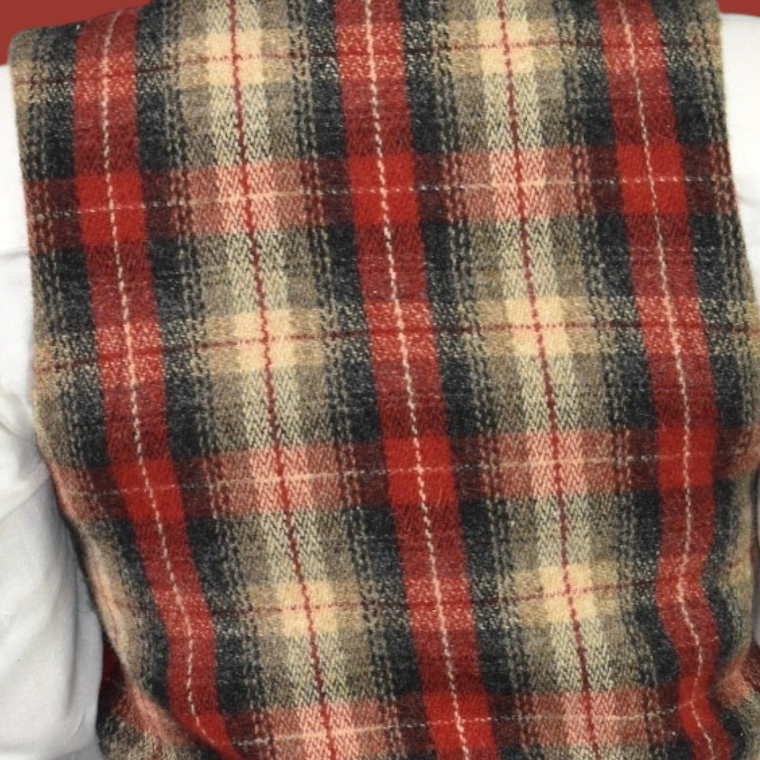 Vintage Eddie Bauer Plaid Wool Vest Red Tartan Check Equestrian Waistcoat Size Small