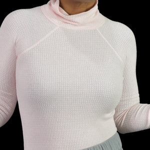 Intimately Free People All You Want Bodysuit Pink Thermal Knit Long Sleeves Turtleneck Size Medium