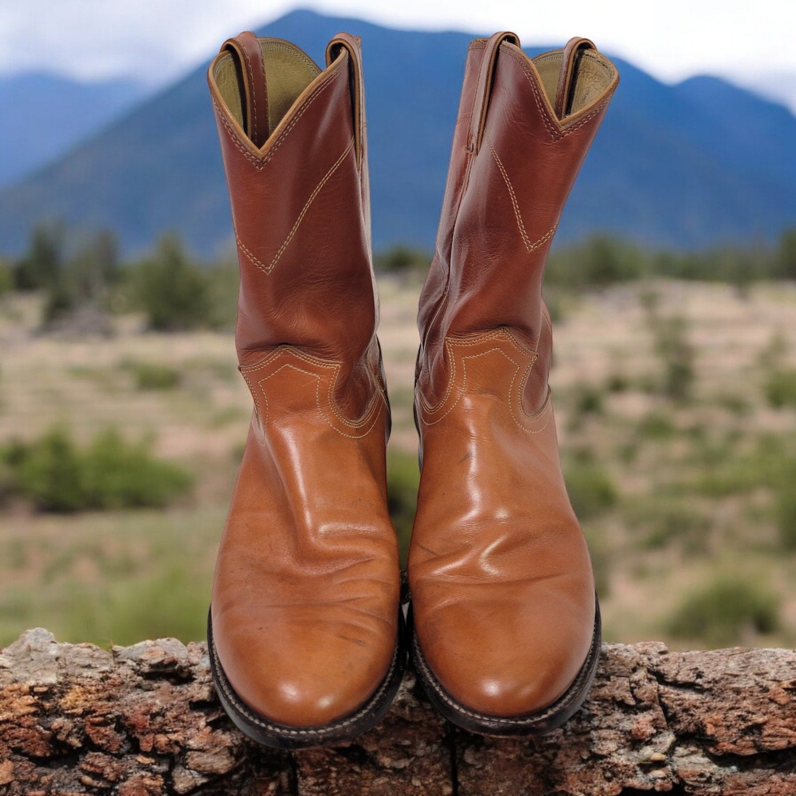 Justin Jackson Roper Boots Brown 3430 Cowboy Western Smooth Leather Size 10 Mens