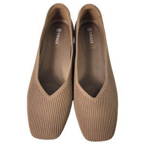 Vivaia Margot Flats Brown Expresso Square Toe V Cut Ballet Knit Slip On Shoes Size 10