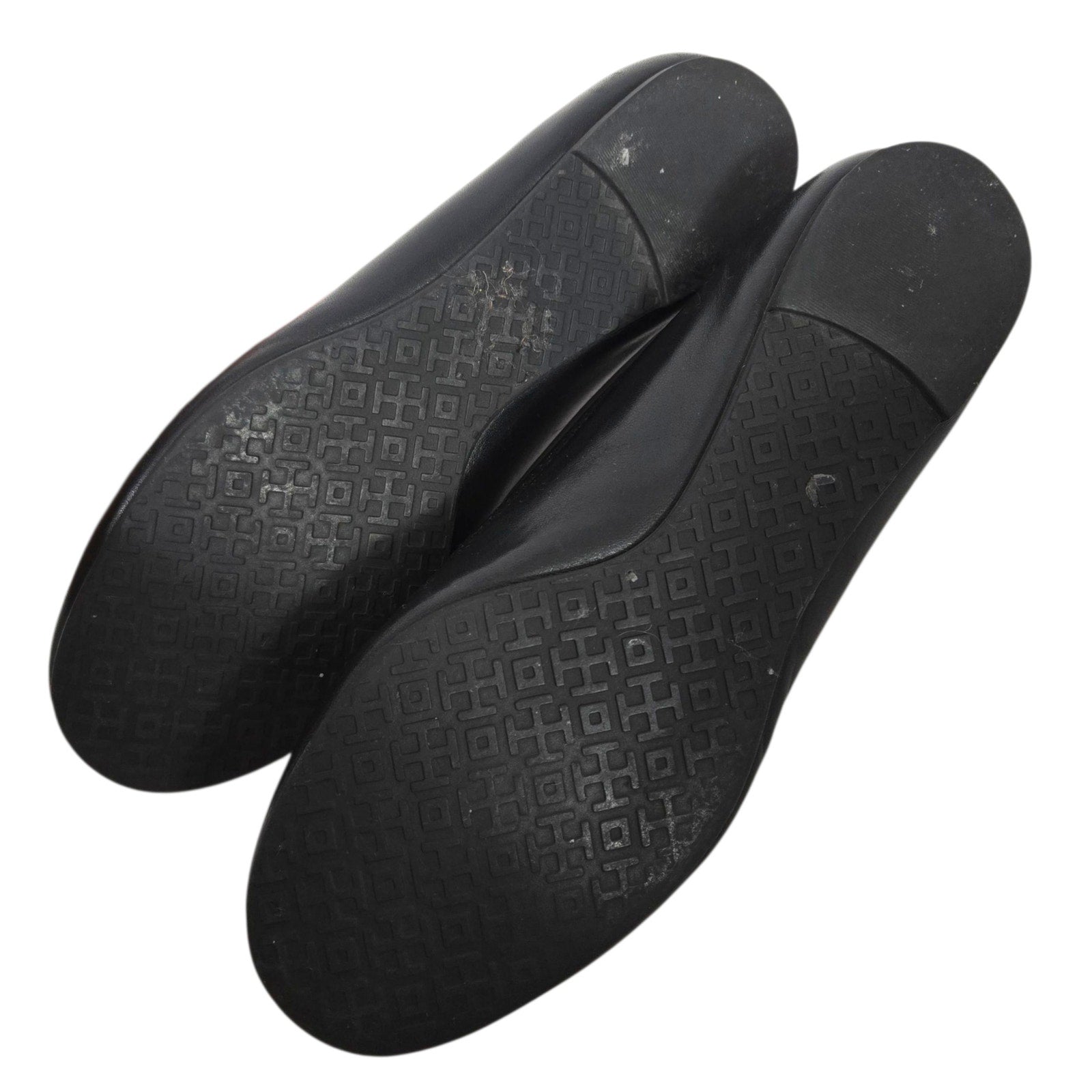 Tory Burch Reva Mestico Ballet Flats Black Leather Round Toe Logo Medallion 6