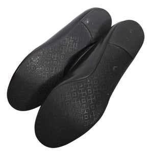 Tory Burch Reva Mestico Ballet Flats Black Leather Round Toe Logo Medallion 6