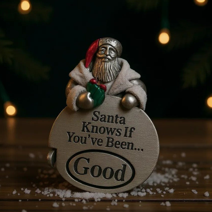 Spooniques Christmas Brooch Pin Santa Good Bad Spinner Enamel Holiday Festive Novelty Quirky