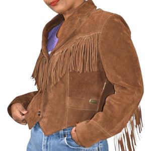 Vintage Ms Pioneer Suede Fringe Jacket Brown Cropped Leather 70s 80s Easy Rider Size Medium