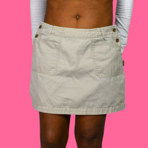 Vintage Guess Cargo Skirt Tan Beige Khaki Mini 90s Low Rise Straight Logo Cotton Utility 10