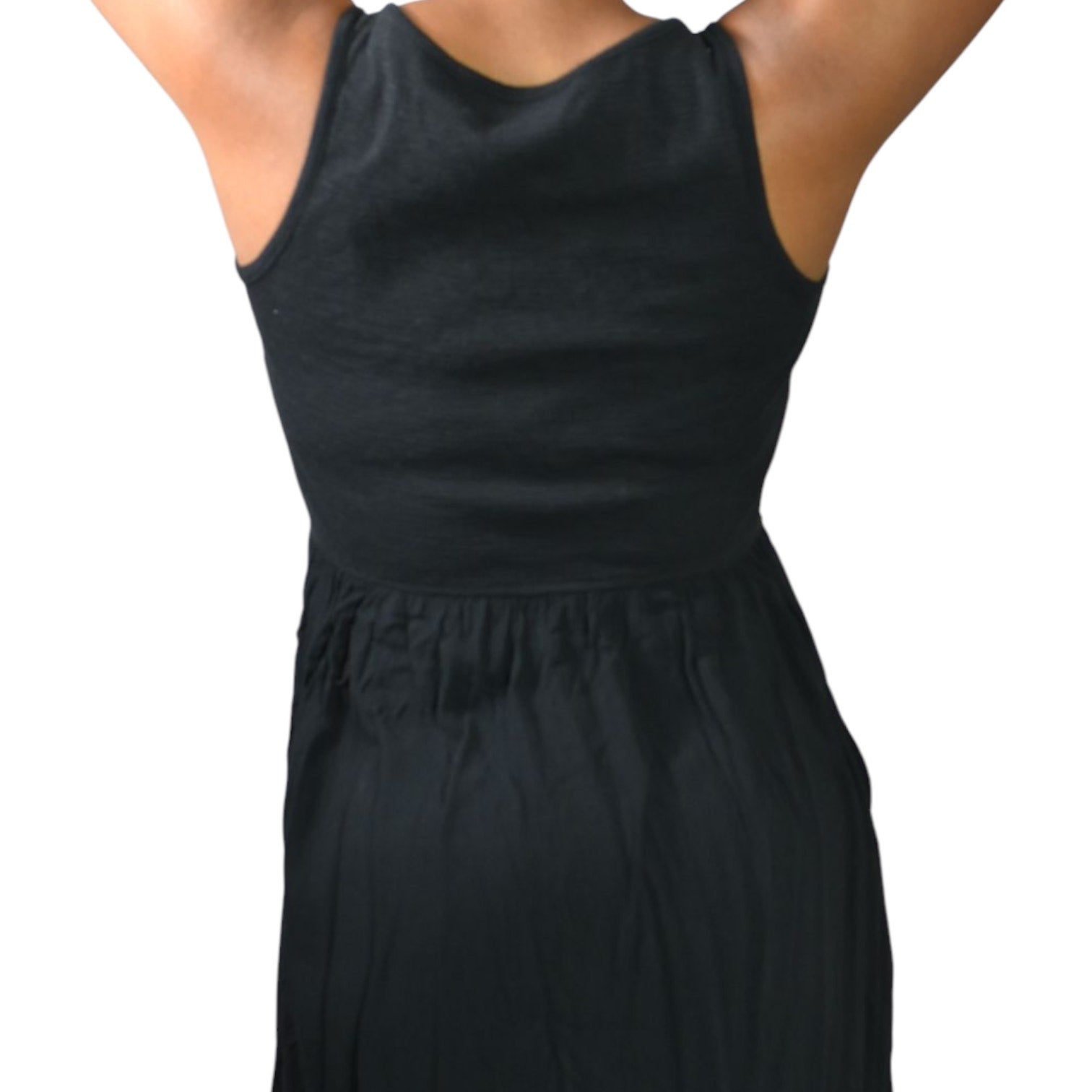 Frye Easy Button Front Dress Black Midi Minimalist Tank Jersey Knit Pockets Rayon XS