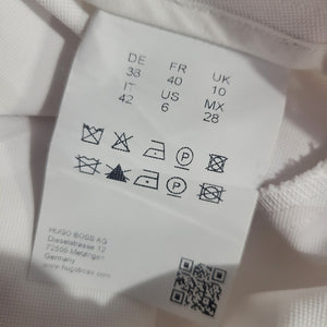 BOSS Hugo Boss Anaita Trousers White Cropped Slim Fit Pants Zip Hem High Rise Dress Classic 6
