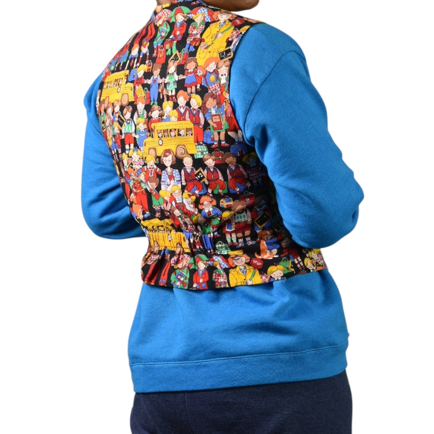 Homemade School Bus Teacher Vest Kids Bus Button Front Cotton Novelty Waistcoat Cartoon Small