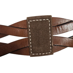 Gap Leather Belt Vintage Brown Canvas Wide Sturdy Rugged Textured Cutouts Medium