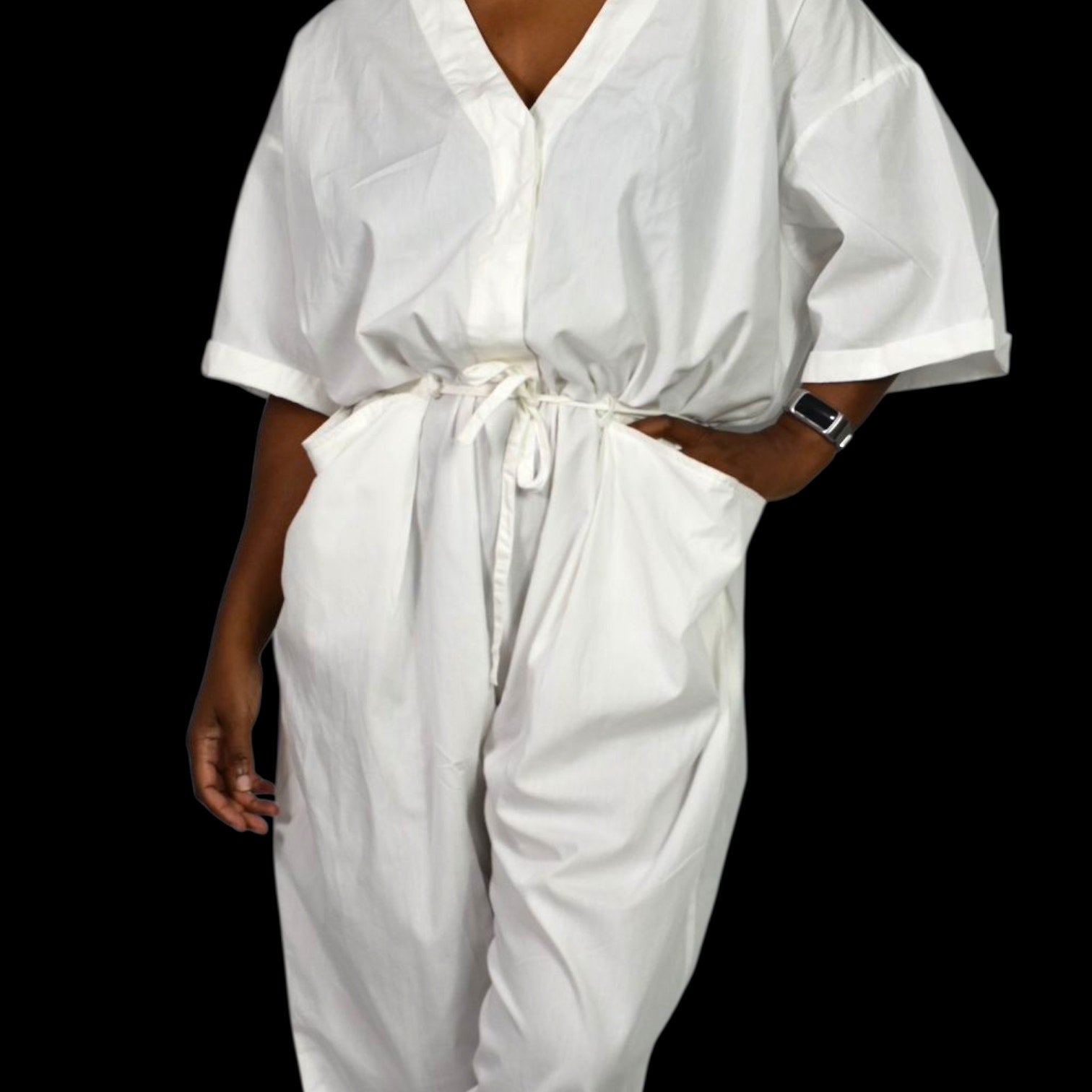 Free People Feels So Right Jumpsuit White One Piece Oversized Belted Casual Baggy Small