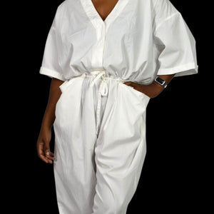 Free People Feels So Right Jumpsuit White One Piece Oversized Belted Casual Baggy Small
