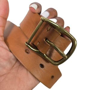 J Crew Belt Light Tan Cognac Brown Leather Classic Square Brass Buckle Classic XS