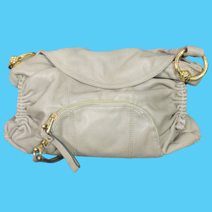 B Makowsky Ripley Leather Shoulder Bag Ruched Fold Over Flap Purse Slouchy Classic Everyday