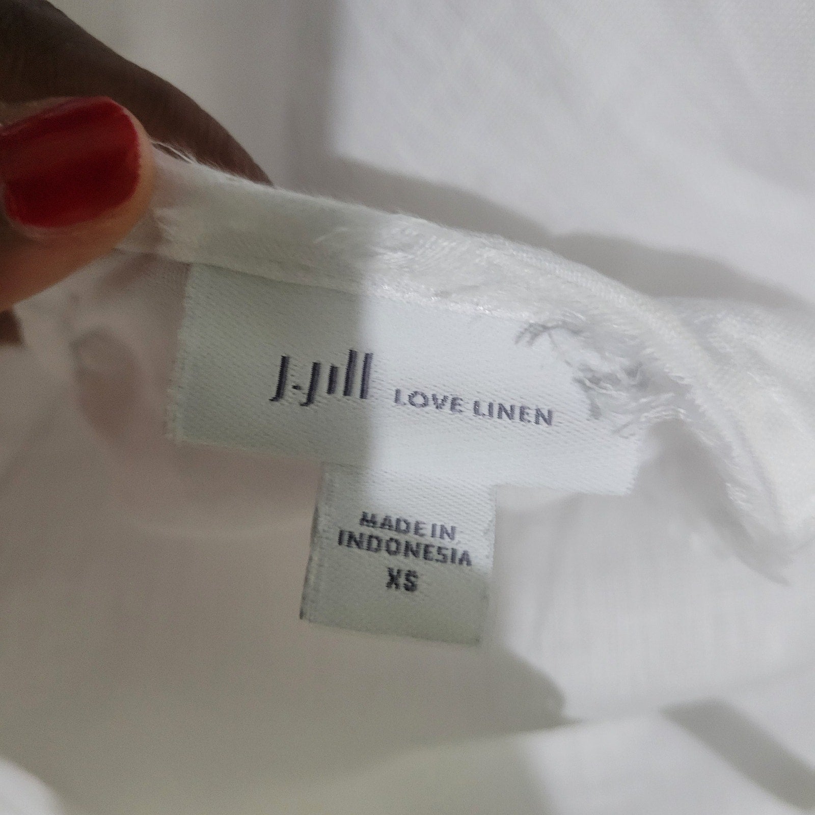 J Jill White Linen Tunic Top Bell Sleeve Boxy Relaxed Casual Slit Lightweight XS
