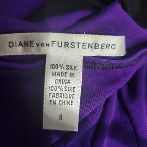 Diane Von Furstenberg Victorio Dress Purple Abstract Colorblock Print DVF Silk Jersey Sheath 8