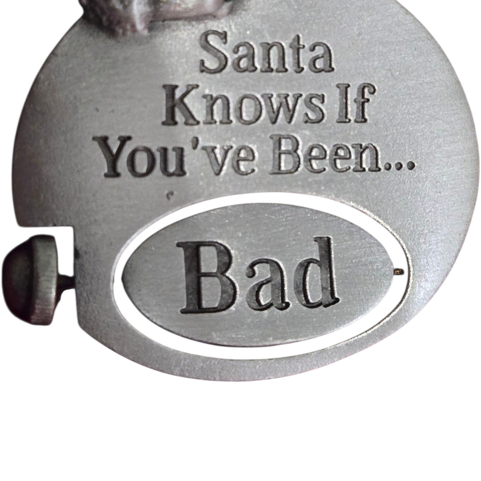 Spooniques Christmas Brooch Pin Santa Good Bad Spinner Enamel Holiday Festive Novelty Quirky