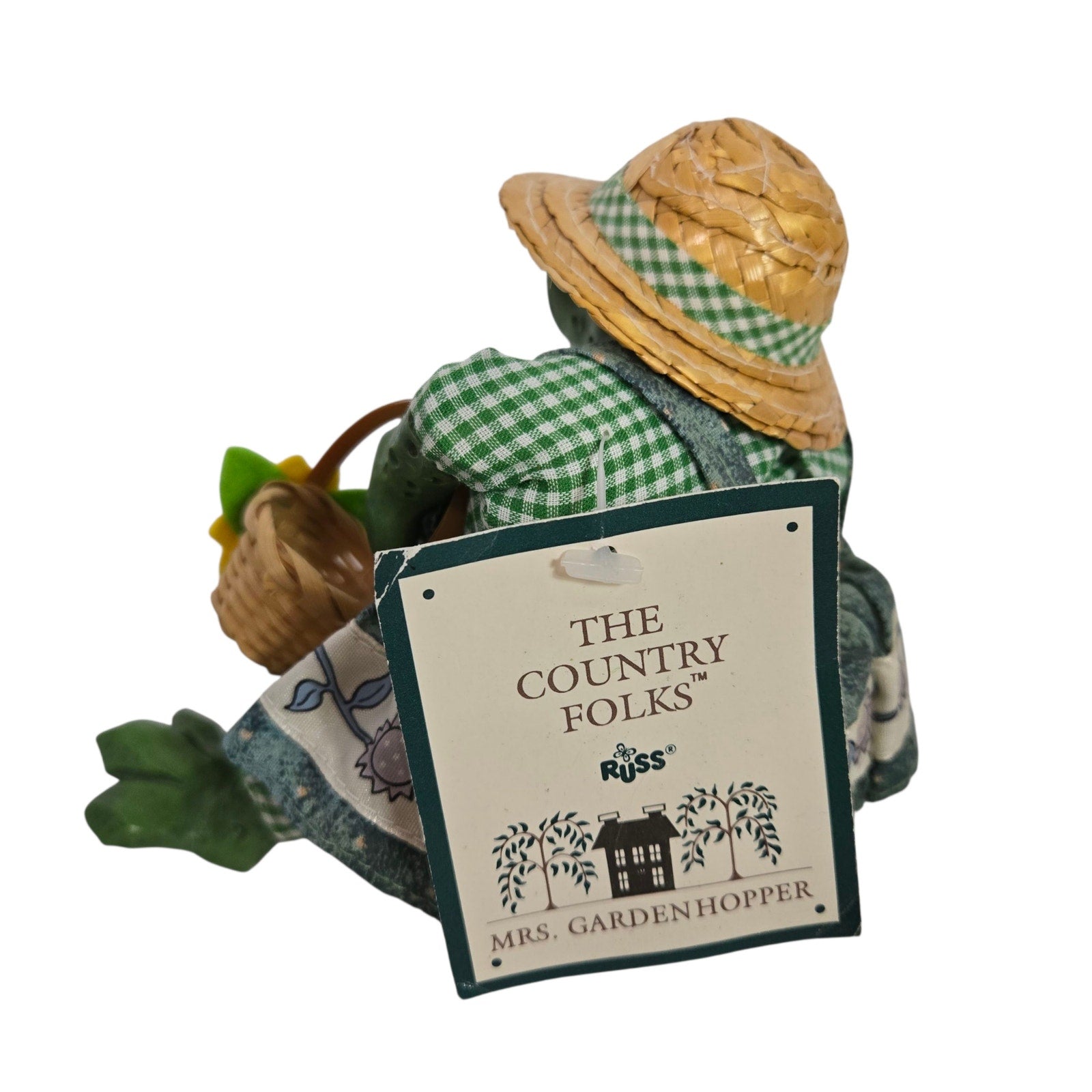 Vintage Russ Berrie Country Folks Figurine Mrs Gardenhopper Green Frog Shelf Sitter Gardening Gardening Toad Kathleen Kelly Critter Factory