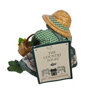 Vintage Russ Berrie Country Folks Figurine Mrs Gardenhopper Green Frog Shelf Sitter Gardening Gardening Toad Kathleen Kelly Critter Factory