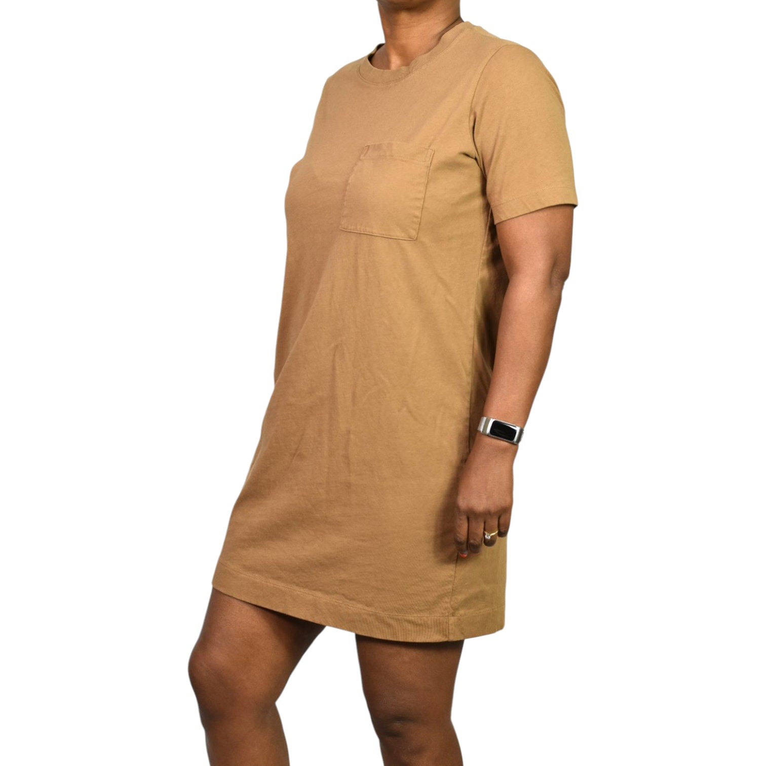 Everlane Cotton T Shirt Dress Tan Khaki Organic Crew Tee Short Sleeve Mini Classic Relaxed Small