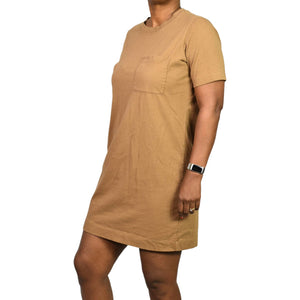 Everlane Cotton T Shirt Dress Tan Khaki Organic Crew Tee Short Sleeve Mini Classic Relaxed Small