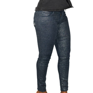 Mother The Looker Jeans Blue Denim Shimmer Glimmer Skinny Low Rise Stretch Sparkle 26