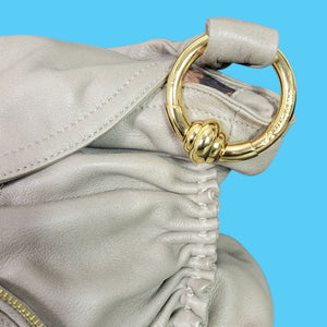 B Makowsky Ripley Leather Shoulder Bag Ruched Fold Over Flap Purse Slouchy Classic Everyday