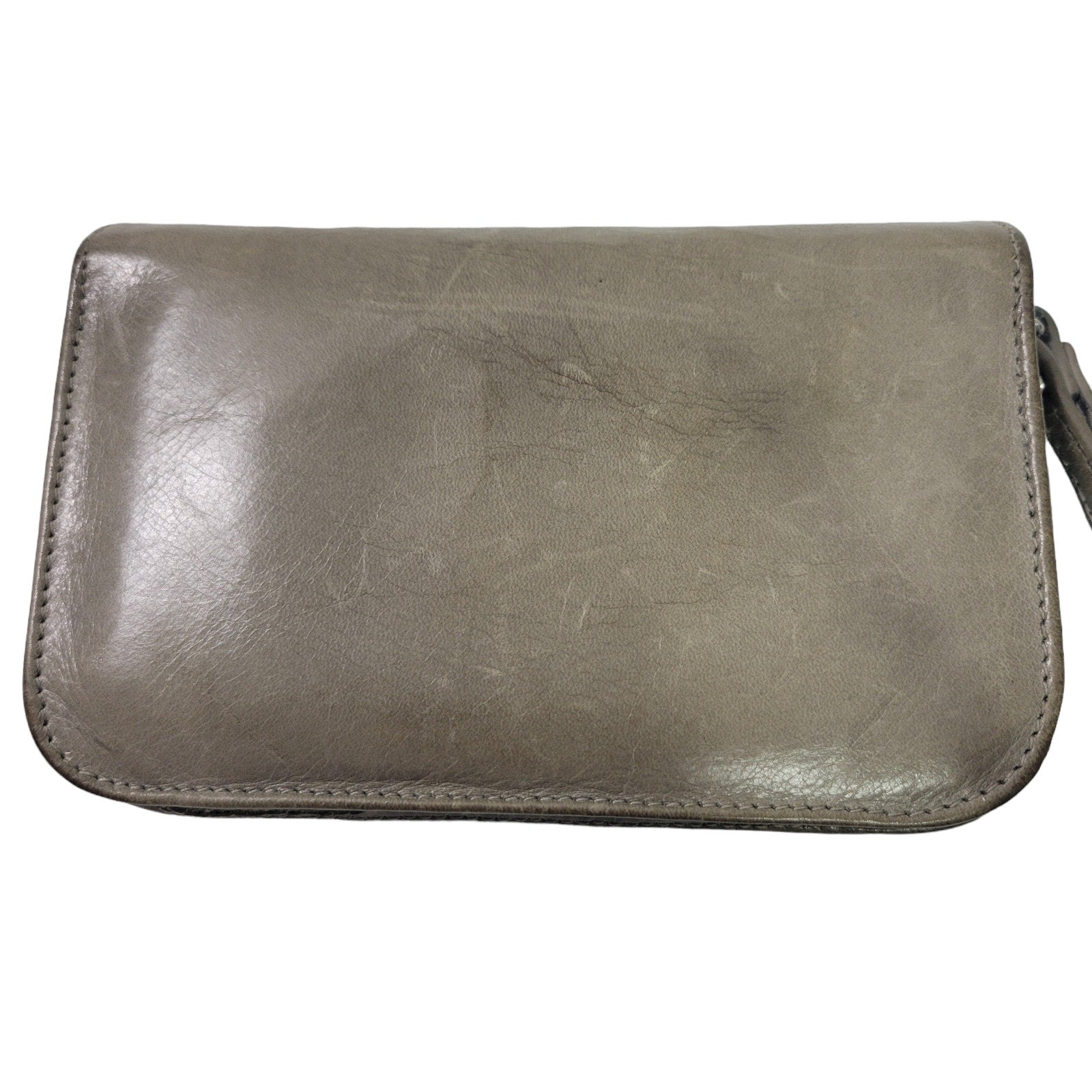 Hobo International Zip Around Wallet Grey Glazed Leather Wristlet Strap Zippered