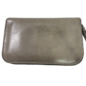 Hobo International Zip Around Wallet Grey Glazed Leather Wristlet Strap Zippered