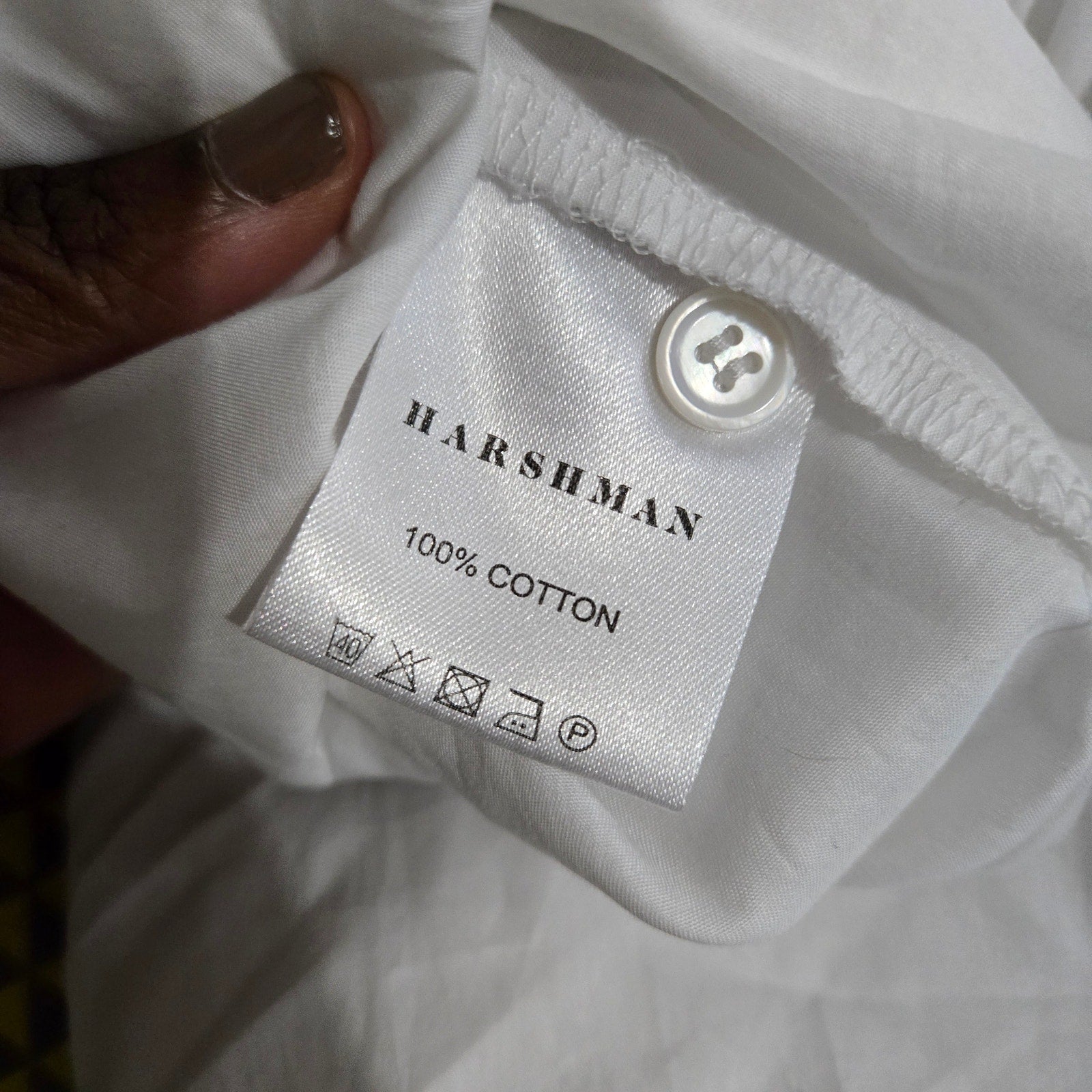 Harshman Anthropologie Cotton Blouse White Shirt Tie Button Back Oversized Backwards Small