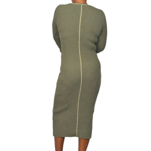 Zara Ribbed Sweater Dress Green Midi Column Straight Bodycon Ribbed Kn –  The Thriftanista Closet