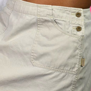 Vintage Guess Cargo Skirt Tan Beige Khaki Mini 90s Low Rise Straight Logo Cotton Utility 10