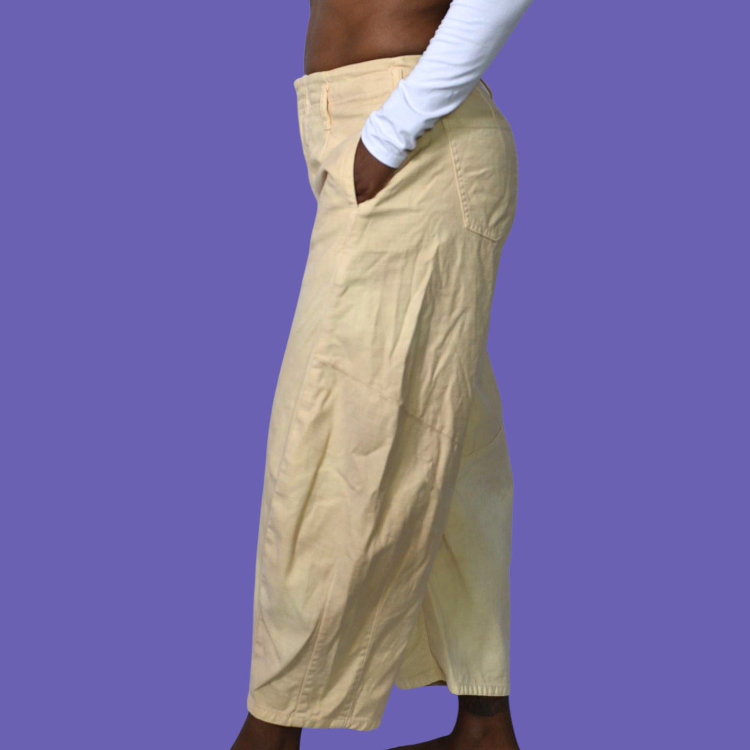Pilcro Cropped Vintage Barrel Pants Khaki Neutral Balloon Leg High Waist Anthropologie 26