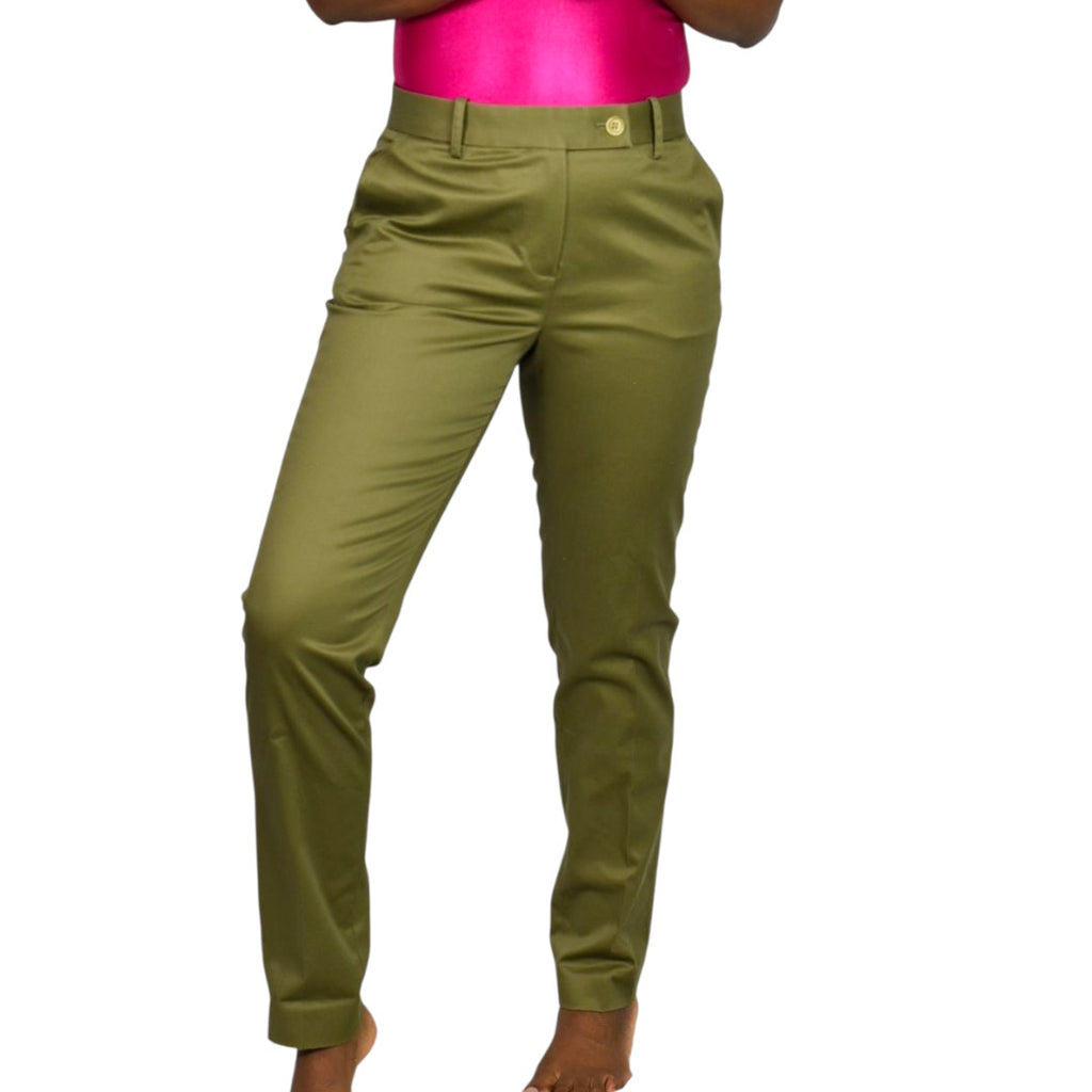 Brooks Brothers Advantage Chino Pants Green Olive Cotton Wrinkle Free Trousers Work Stretch Tapered Mid Rise 4