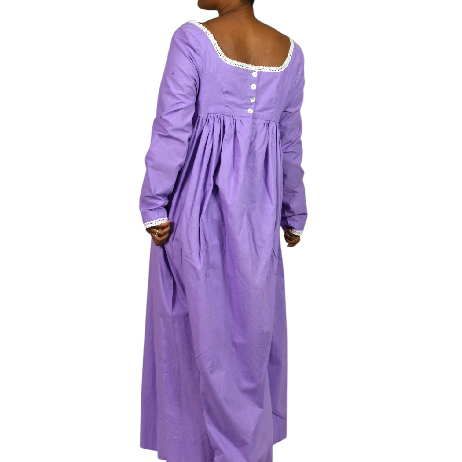 Handmade Regency Day Dress Purple Lavender Costume Cosplay Empire Maxi Cotton 10