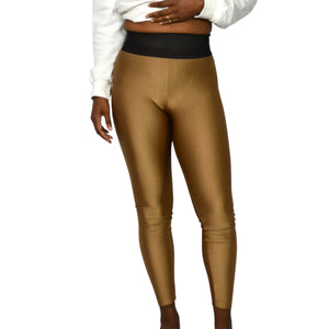 Koral Sonar Sprint Leggings Bronze Brown High Rise Shiny Full Length Ankle Small