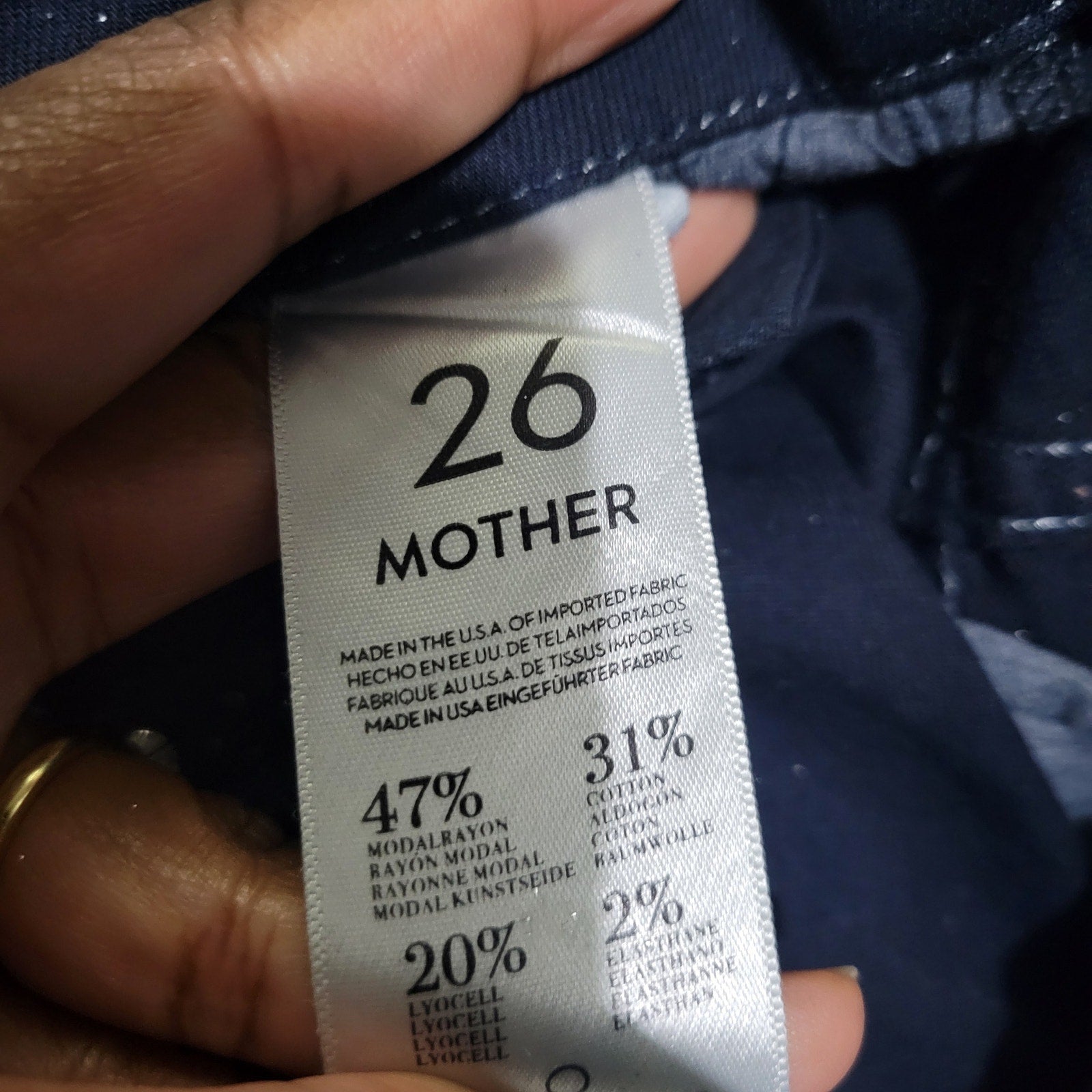 Mother The Looker Jeans Blue Denim Shimmer Glimmer Skinny Low Rise Stretch Sparkle 26