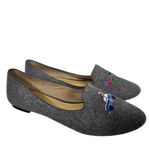 Talbots Ryan Holiday Loafers Grey Christmas Gifts Flats Embroidered Novelty Festive XMas Shoes 10