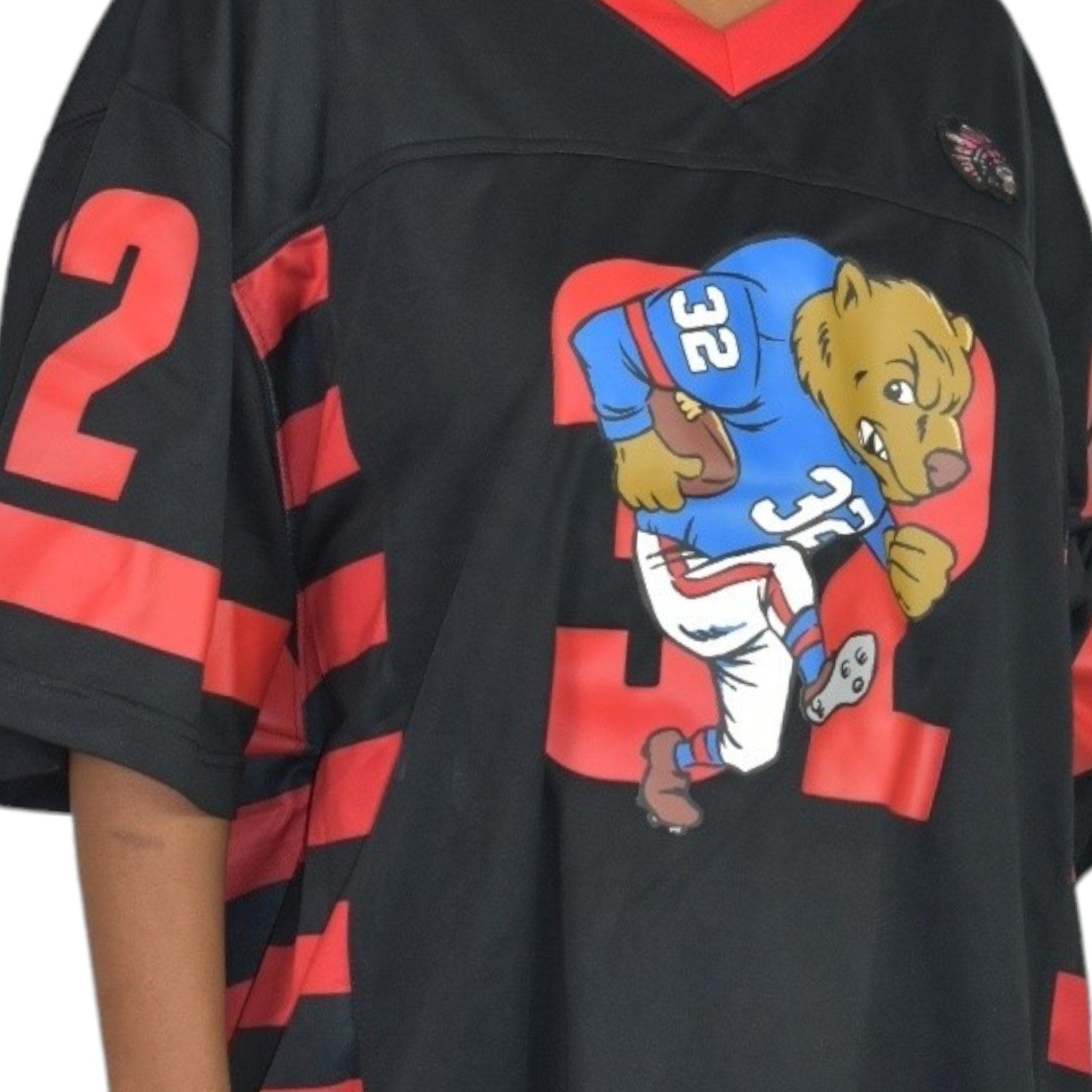 Hustle Gang Bear Jersey Black Red Shirt Football Grid Iron Streetwear Graphic Big Tall Mens 3X