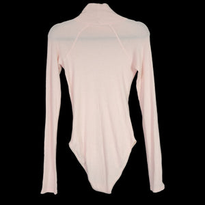Intimately Free People All You Want Bodysuit Pink Thermal Knit Long Sleeves Turtleneck Size Medium