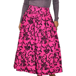 Vintage Scott McClintock Damask Skirt Purple Magenta Taffeta Crinoline Black Maxi Dressy 4