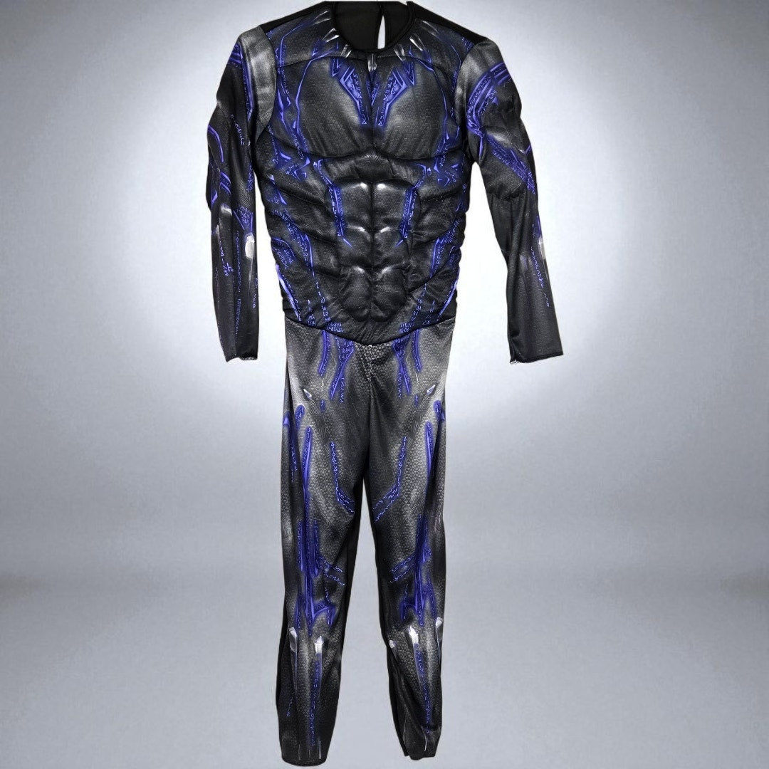 Rubies Black Panther Muscle Costume Mask Black Blue Marvel Boys Child Large 8 10
