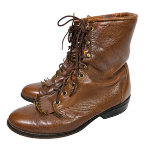 Vintage Laredo Leather Roper Boots Brown Ankle Lace Up Kiltie Granny Equestrian Prairie Western  9